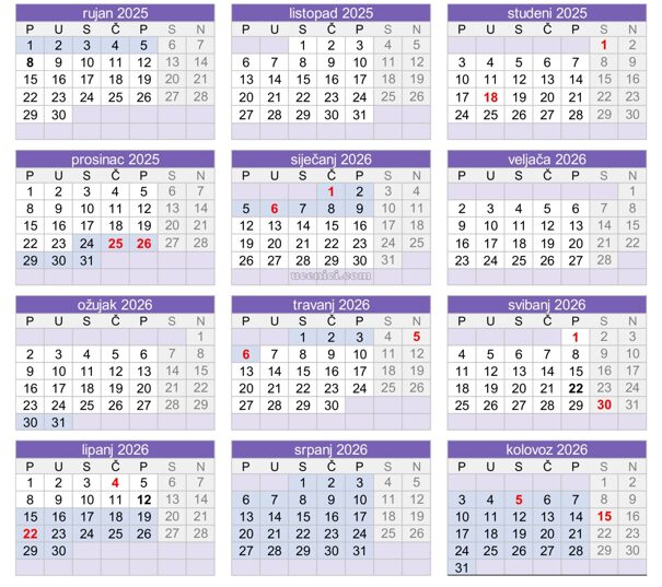 Školski kalendar 2025.2026