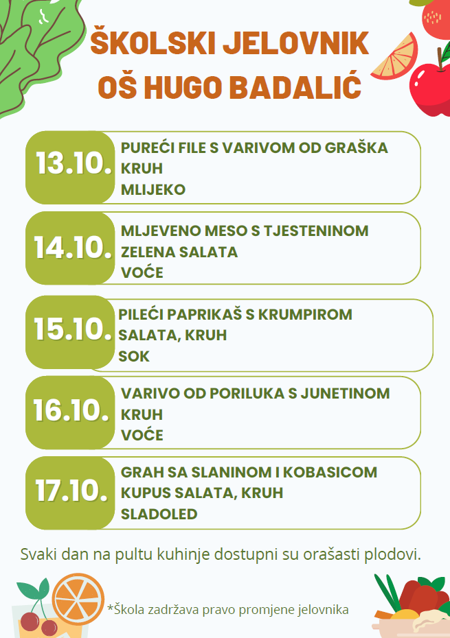 Jelovnik užina 13.10.